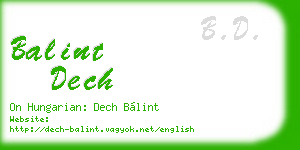 balint dech business card